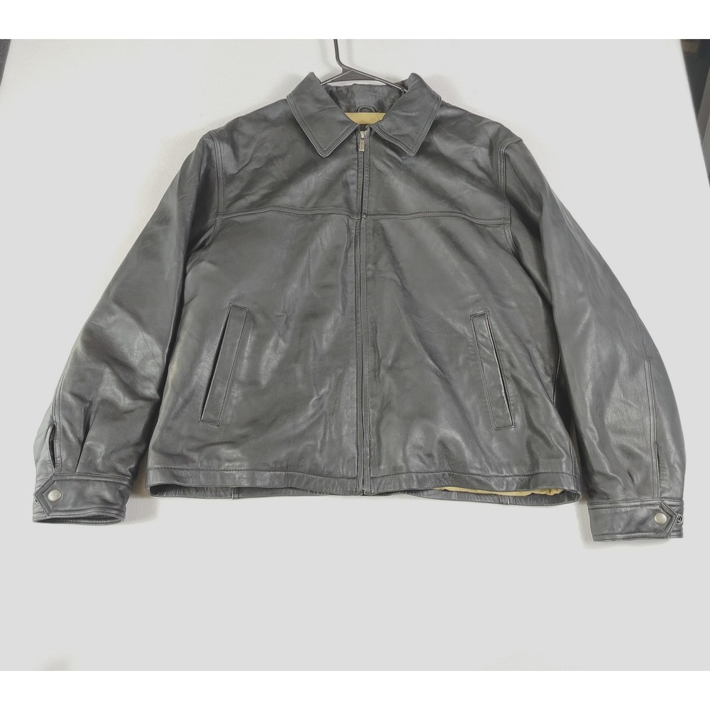 James Dean Leather Jacket Mens XL Black Limited Edition Zip Front Collared Lined